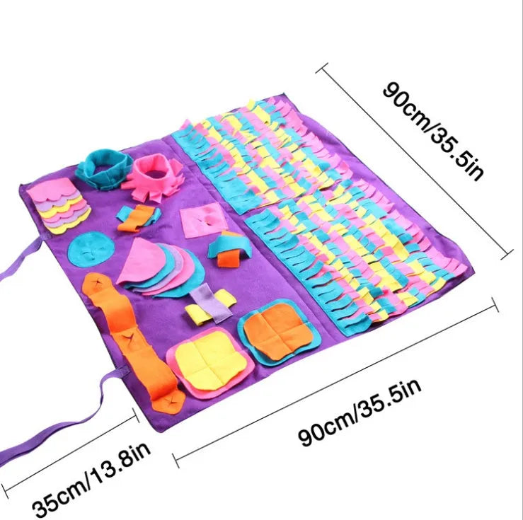 Polyester dog sniffing mat with detachable design, available in 45 x 45 cm to 90 x 90 cm sizes