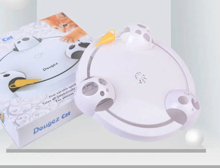 White electric cat toy automatic turntable catching mouse simulation 32 cm diameter ABS plastic