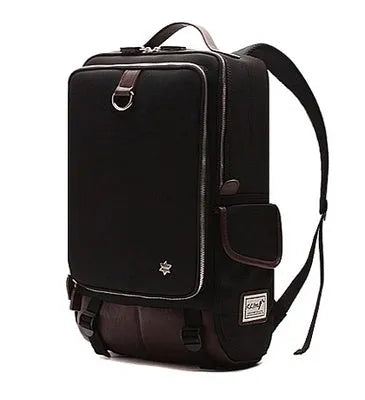 Men's Korean style Oxford cloth backpack in army green colour showing dimensions and design