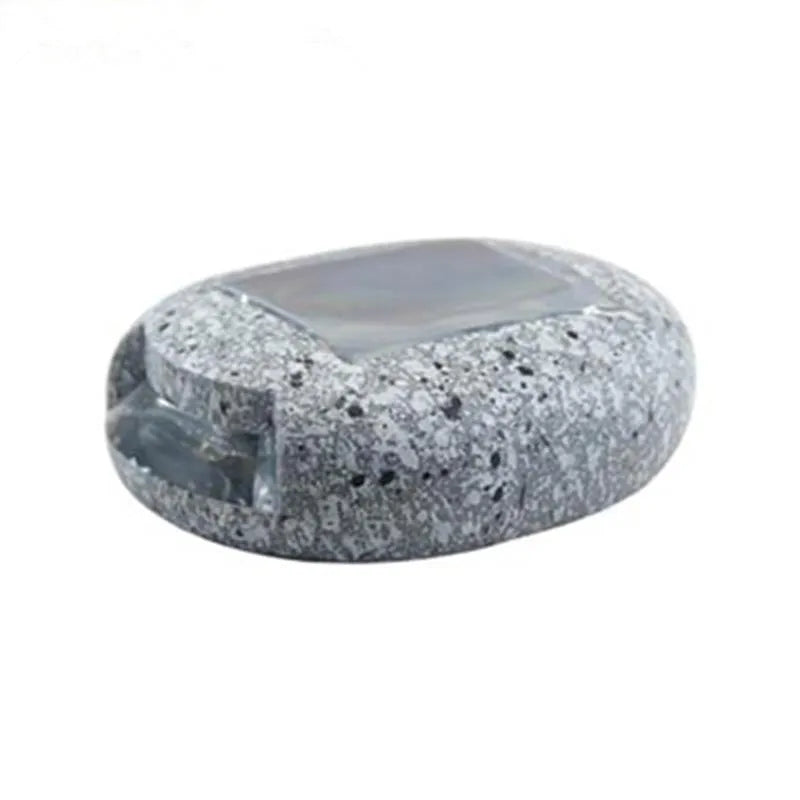 Solar waterproof outdoor cobble stone lamp decoration for lawn and pathway, grey resin, 84x64x26mm, IP65
