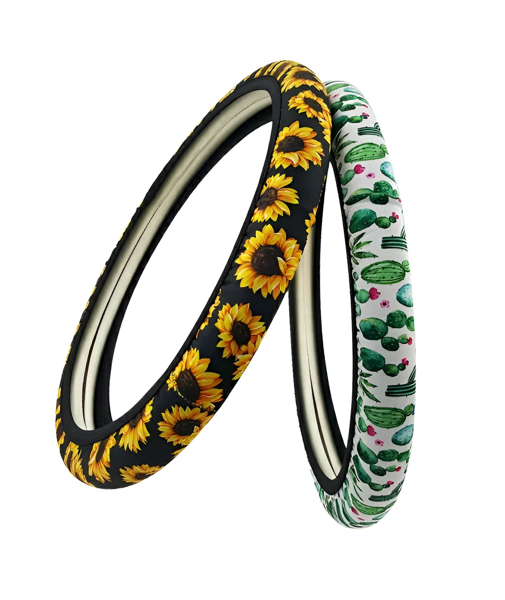 Neoprene steering wheel cover universal 38cm 40cm in green, yellow or stripe pattern, 41g lightweight