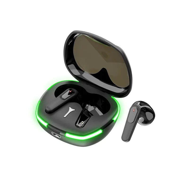 Black Bluetooth headset with charging cabin and matte finish for outdoor activities