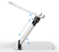 Silver folding double-arm stepless laptop stand for 17 inch notebook, about 70cm sight height, 30KG load
