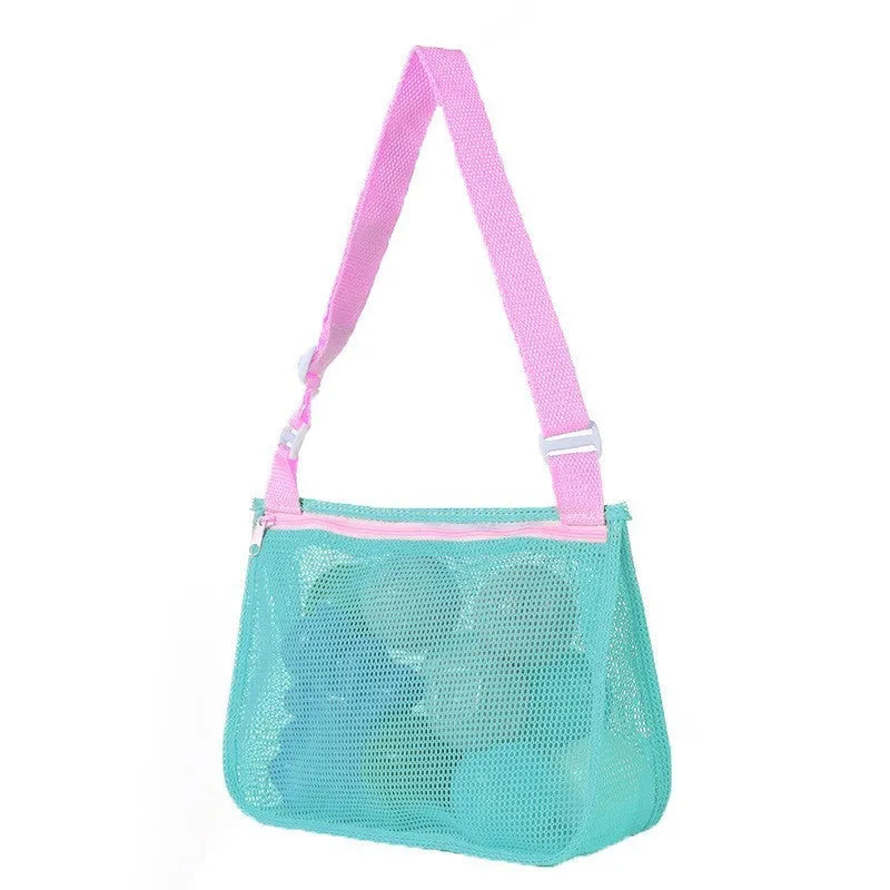 Blue nylon mesh children's travel storage bag with sealing function, 20x25x8 cm dimensions