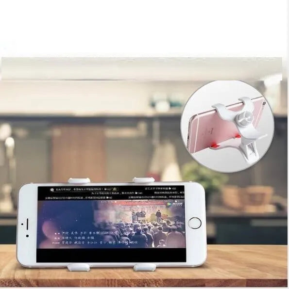 Lazy mobile phone bracket with spiral clip base and bendable alloy pipe in blue or pink, 80cm to 138cm
