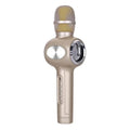Yaerjia E108 wireless karaoke microphone in black, gold, or pink colour with built-in speaker