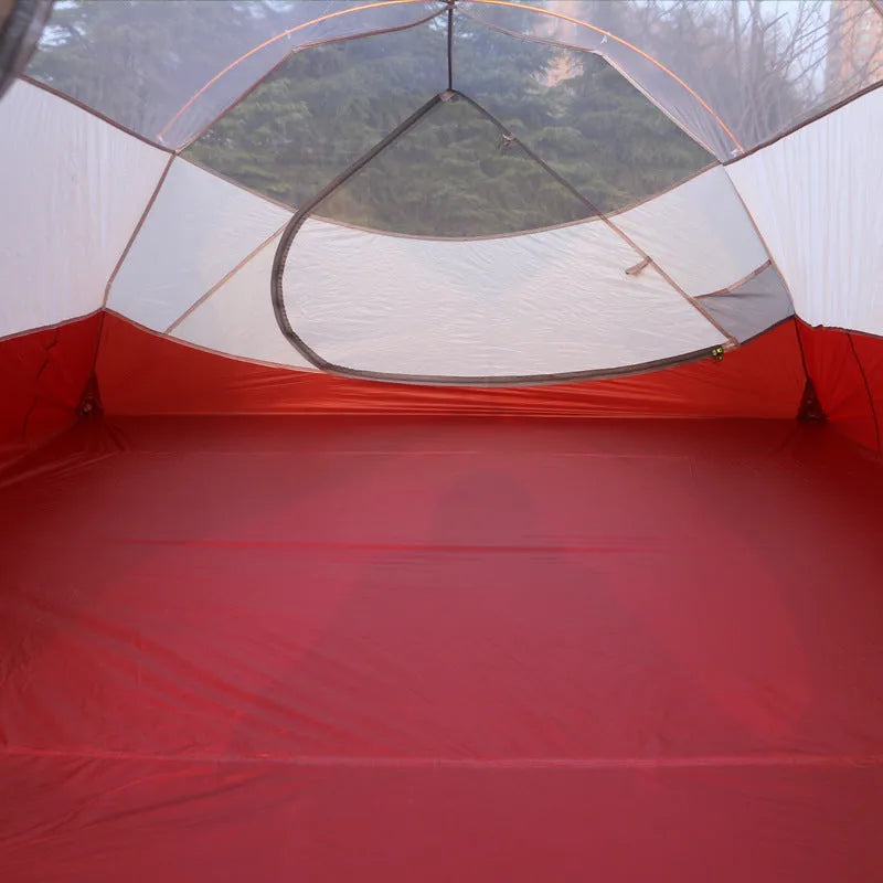Outdoor multi-person grey tent with aluminium poles, nylon flysheet, and rain protection