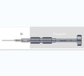 Precision screwdriver with grenade-shaped aluminium handle and multiple bits for iPhone repair