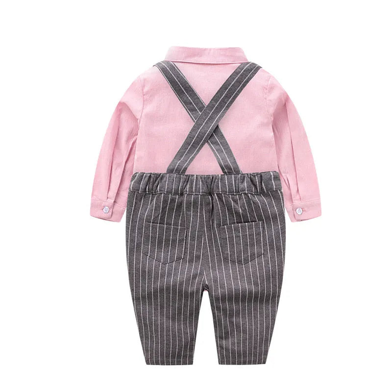 Baby boy gentleman suit set, autumn outfit with cotton-blend top and polyester trousers, sizes 59cm to 100cm