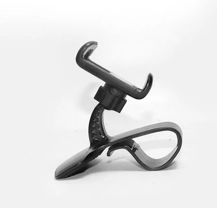 Black grey ABS plastic rotating phone holder for car air vent with direct view, 360-degree rotation, and adjustable width.