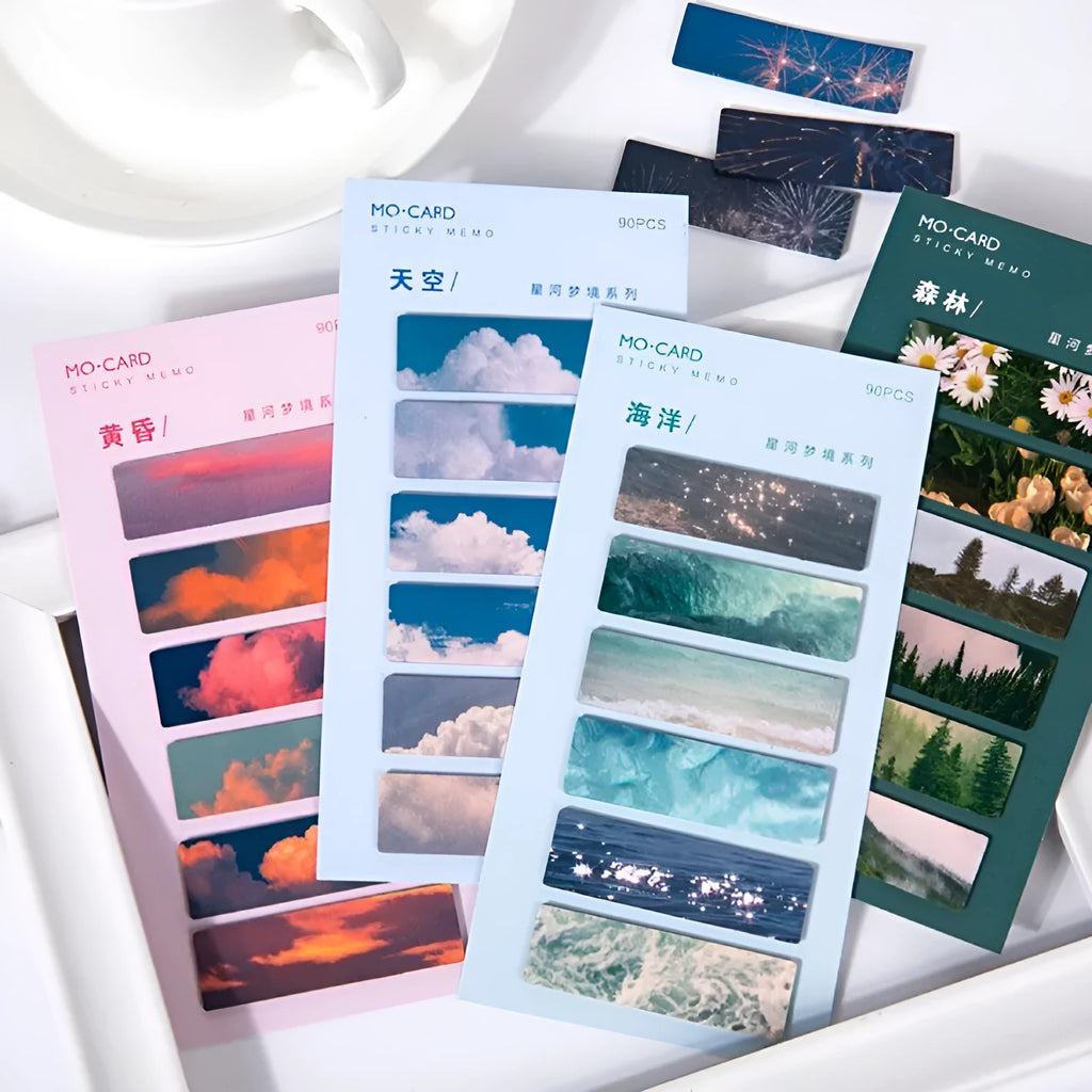 Night sky star themed index marker post-it notes in six celestial colours