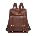 Retro women's backpack in PU leather with three-dimensional pockets and organised compartments