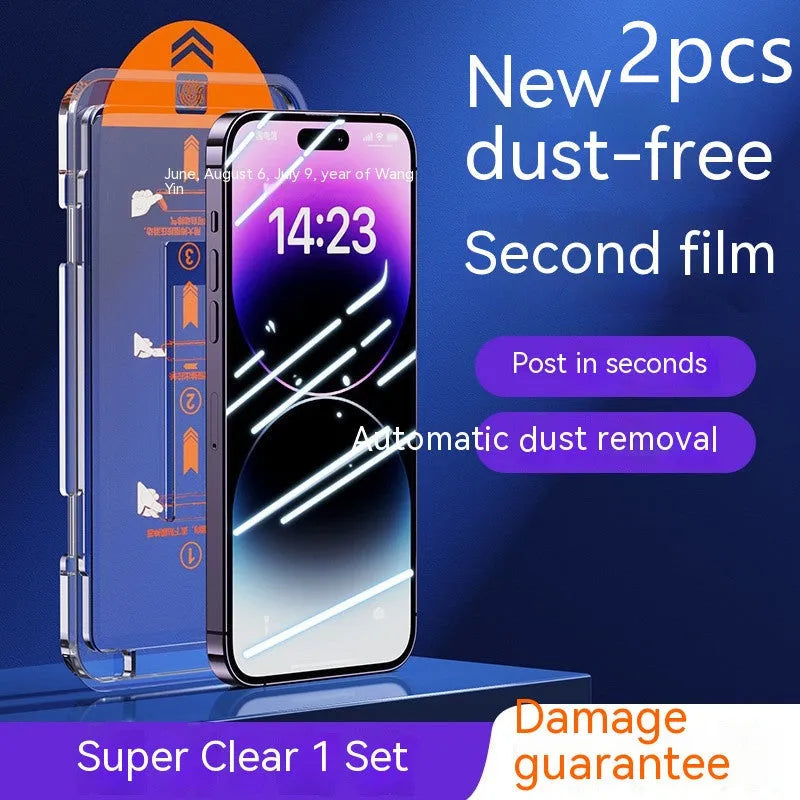 Two-pack of tempered glass iPhone screen protectors in HD clear and privacy peep-proof options.