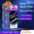 Two-pack of tempered glass iPhone screen protectors in HD clear and privacy peep-proof options.