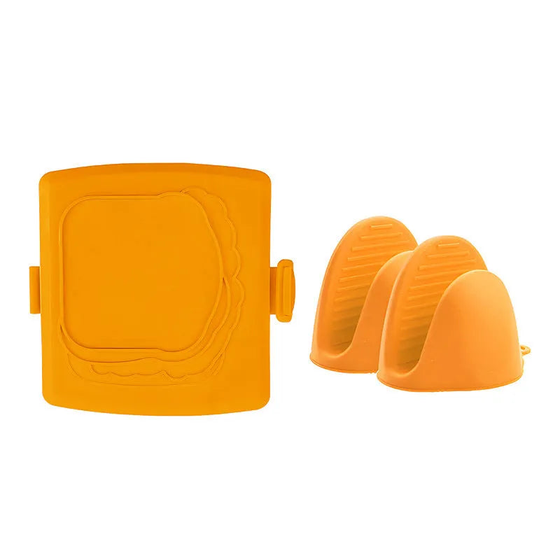 Silicone baking tray with anti-scald handbag design and matching heat-resistant gloves