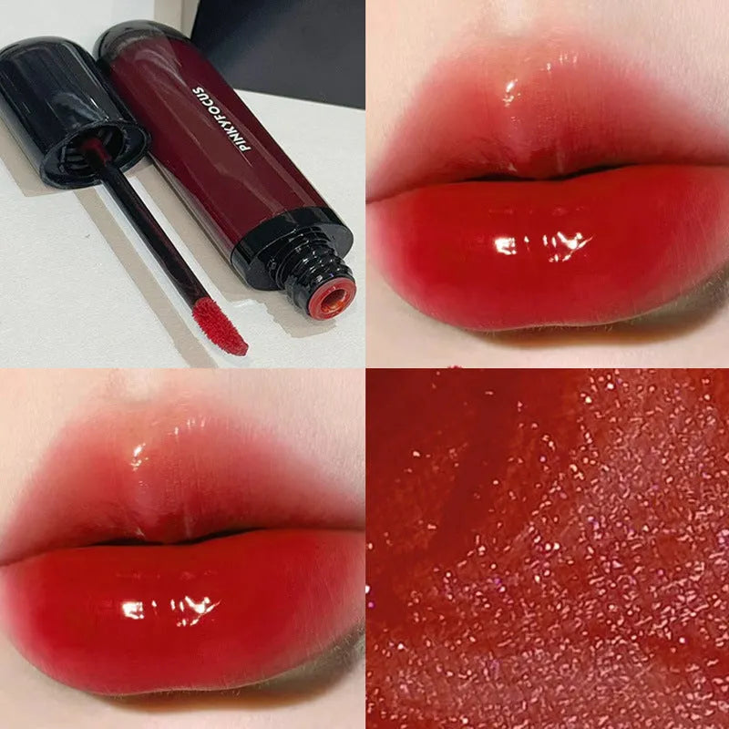 Black Shiny Mirror Lip Lacquer lip gloss tube showing high-shine finish in one of six available colours.