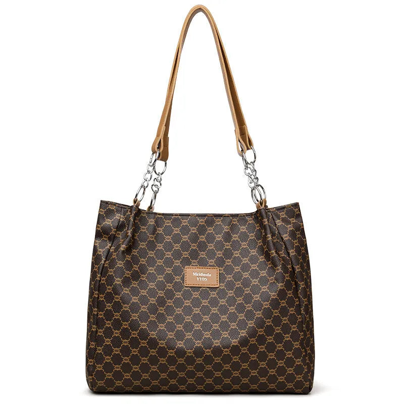 Retro women's PU leather handbag in brown, grey or white with polyester lining