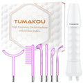 Purple high wave electrotherapy rod with six accessory heads for skin rejuvenation treatments
