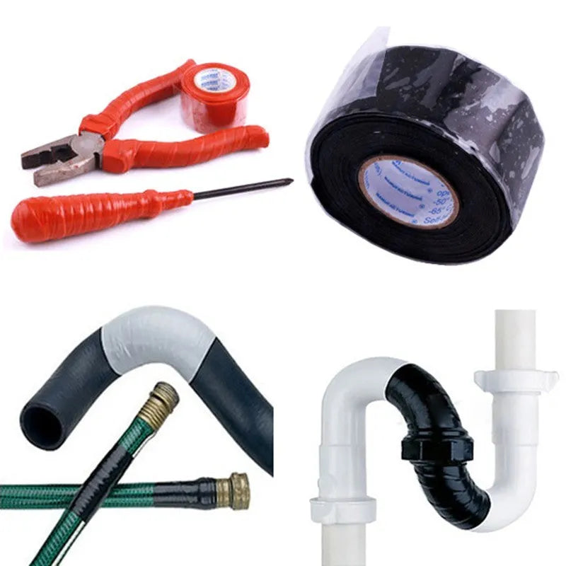 Black silicone repair tape 3m self-fusing waterproof for pipe leaks and electrical insulation