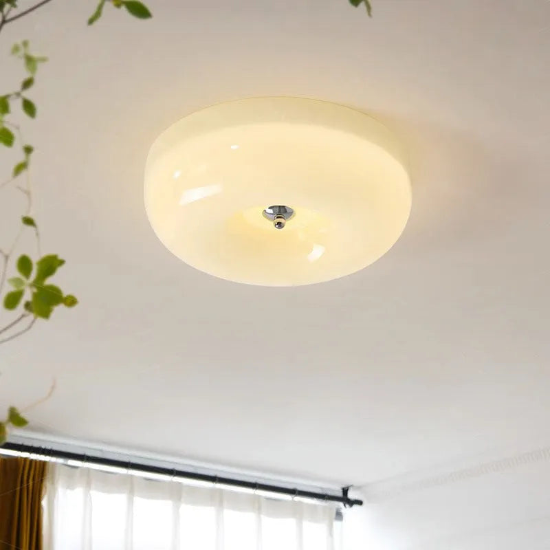 American style ceiling lamp with three colour light settings in cream colour and white options