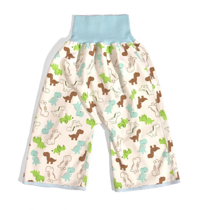 Baby diaper training pants in cotton with waterproof layer, high waist design with cartoon prints
