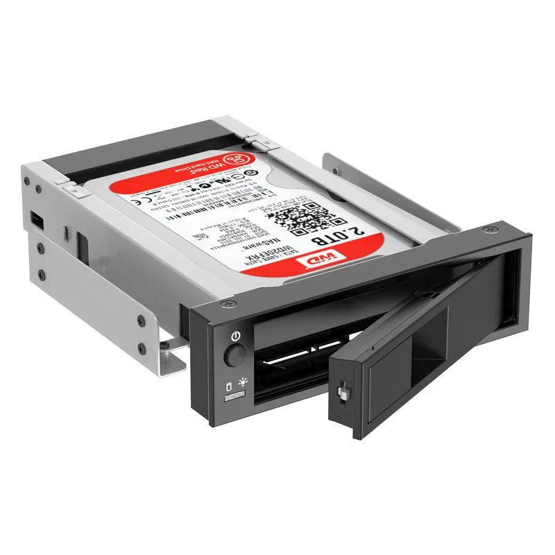 Black vertical hard disk tray for desktop computer CD-ROM bay mounting