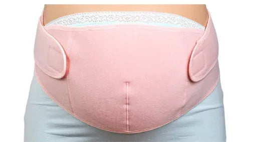Cotton maternity support belt in pink, pre-pregnancy stomach lift, L 155cm length
