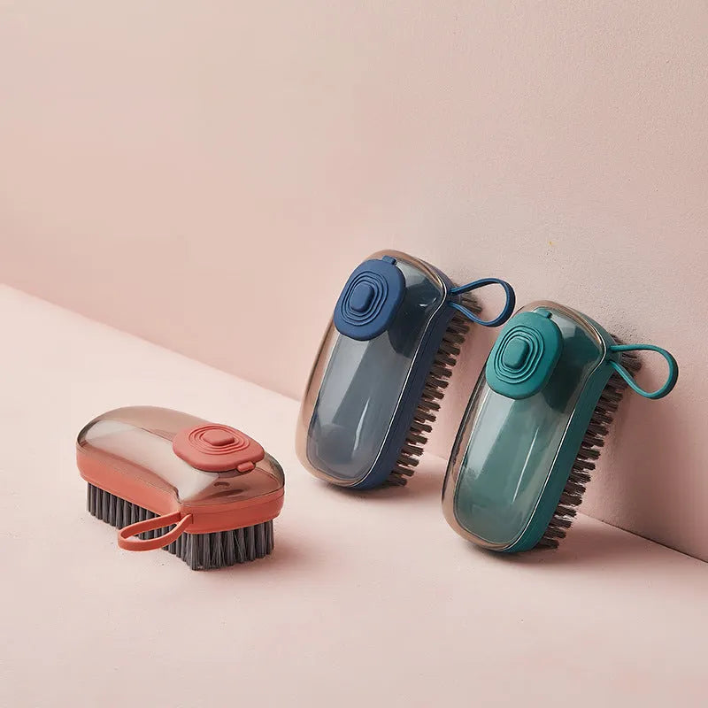 Automatic liquid cleaning brush with ergonomic ABS handle for shoes and laundry cleaning