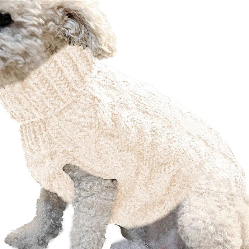 Small dog acrylic knit winter sweater in eight colours, sizes S M L XL with back and chest measurements
