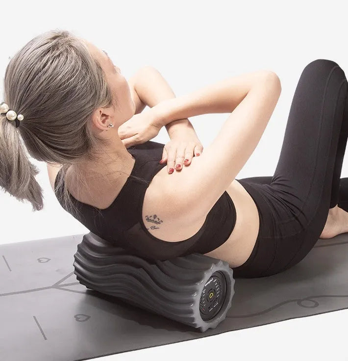 USB electric massage column foam roller block in space grey or gouache orange with three vibration zones