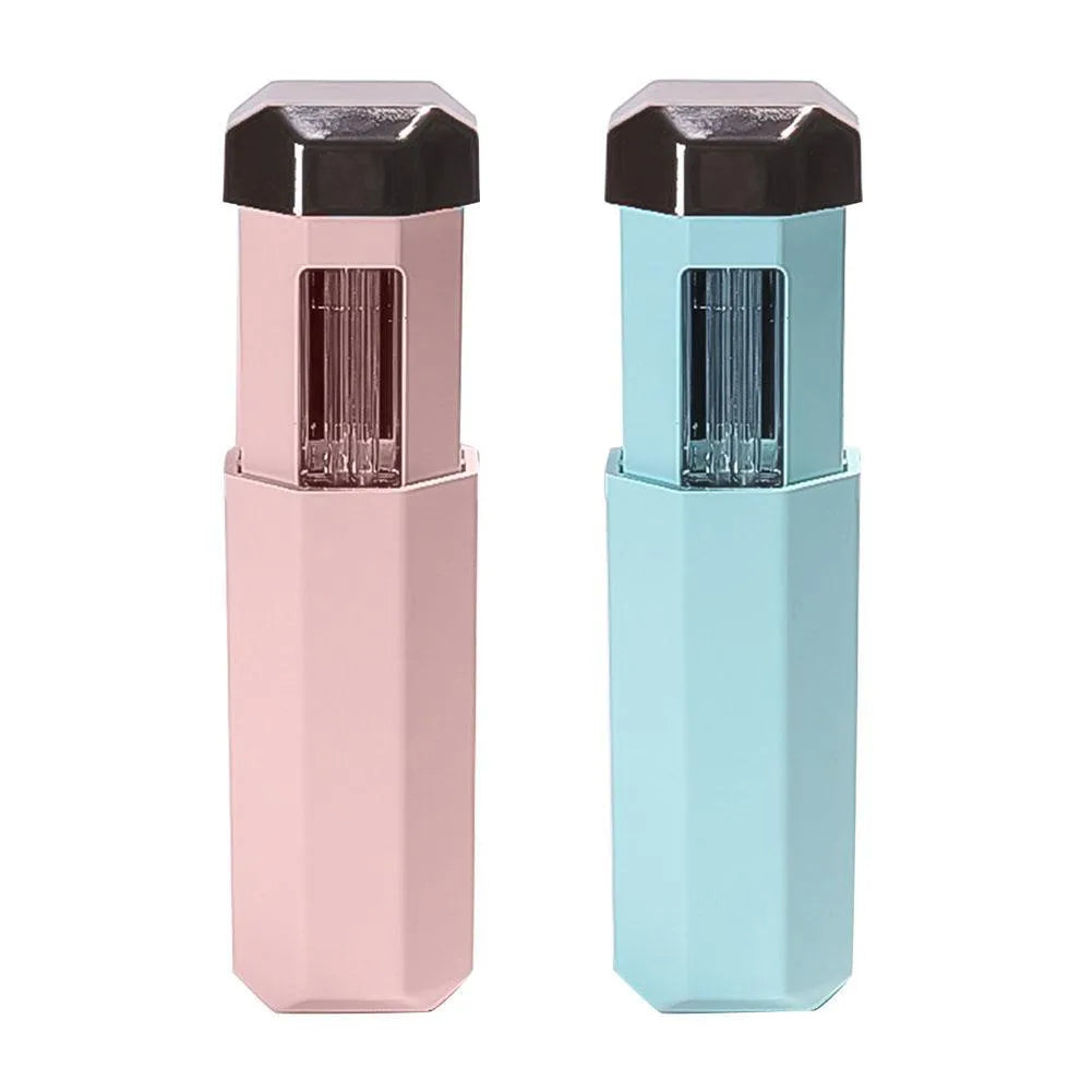Portable UVC ozone USB germicidal wand in blue, folded, with 37.5x37.5x98mm dimensions