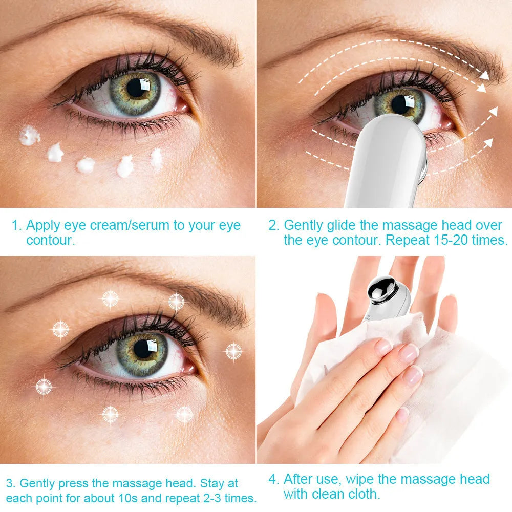 Beautefas portable eye massager in white, 148 x 24.5 x 23mm, with induction sensor strip