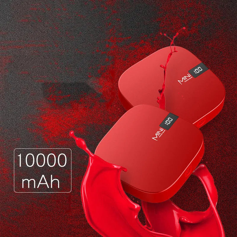 Mini ultra-thin 10000mAh power bank in Chinese New Year Red, Business Black, and Jingya White, 215g, with 5V 2.1A output
