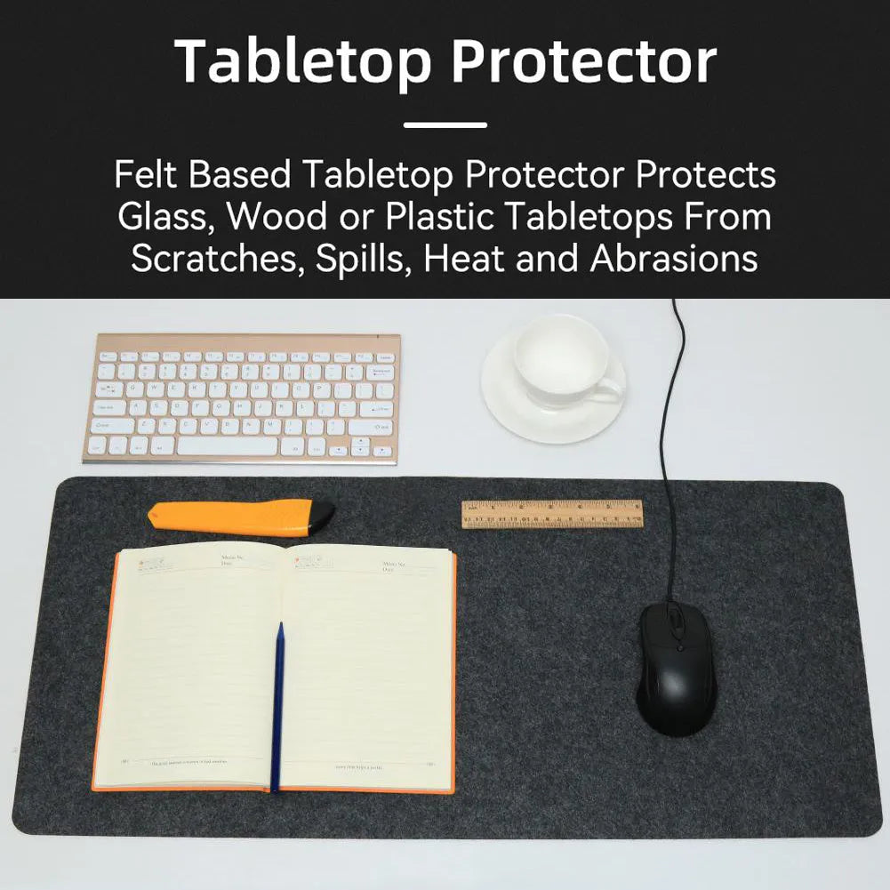 Black gray wool felt desk pad 80cm x 40cm non-slip for keyboard and mouse
