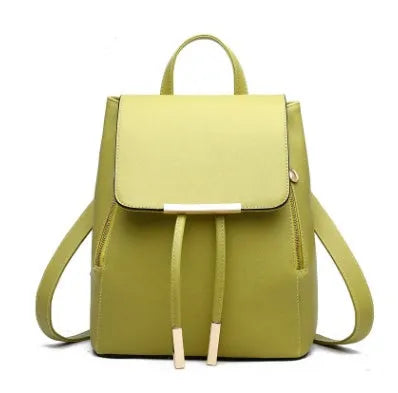 Women's PU leather tassel backpack in black with magnetic buckle, square vertical shape