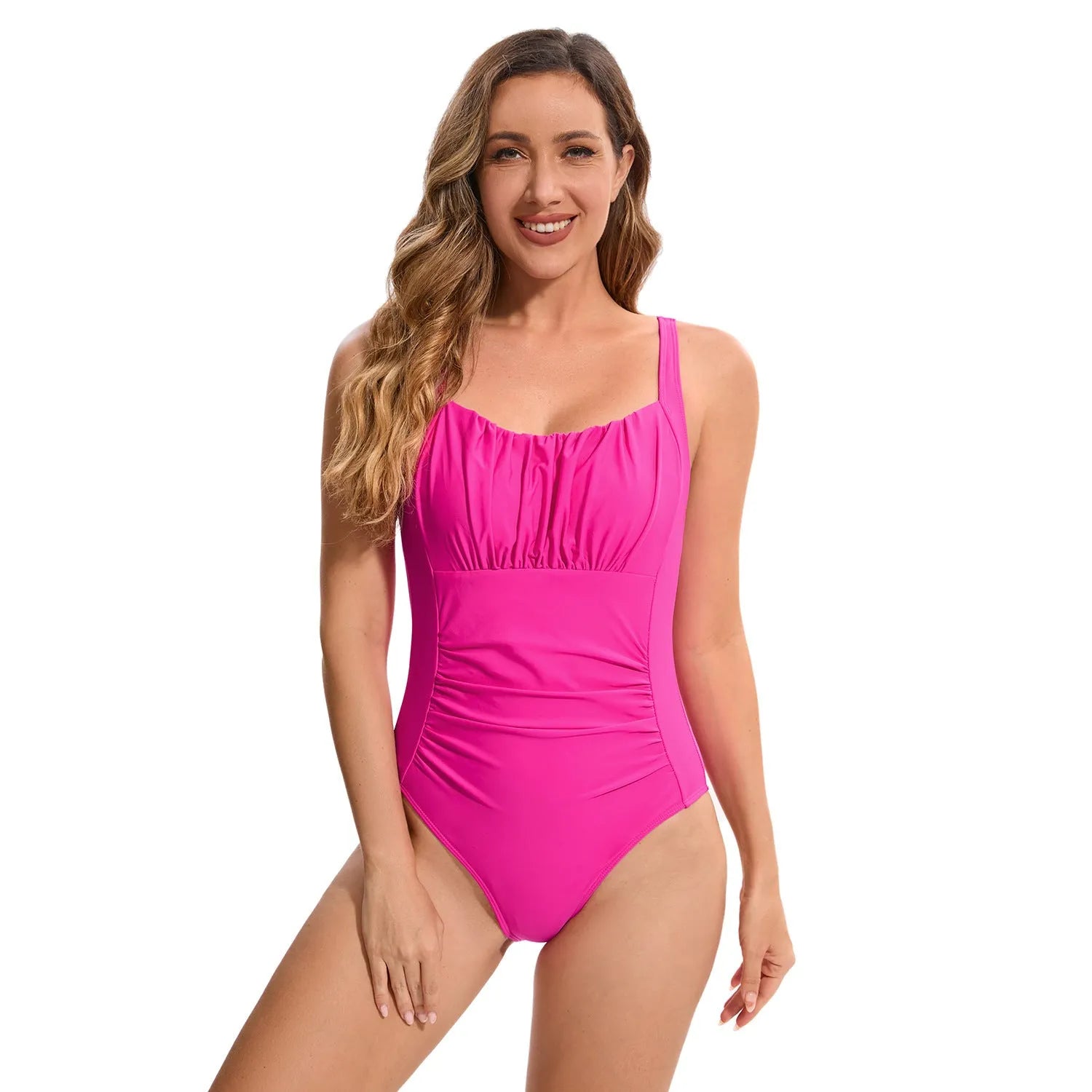 Women's multicolour printed one-piece swimsuit in polyester fibre, available in various colours