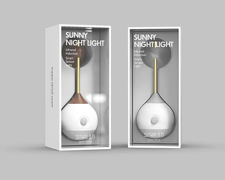 Induction night light with motion sensor, LED spiral shade, 149x61x56mm, Morandi Grey or Nutcracker colour