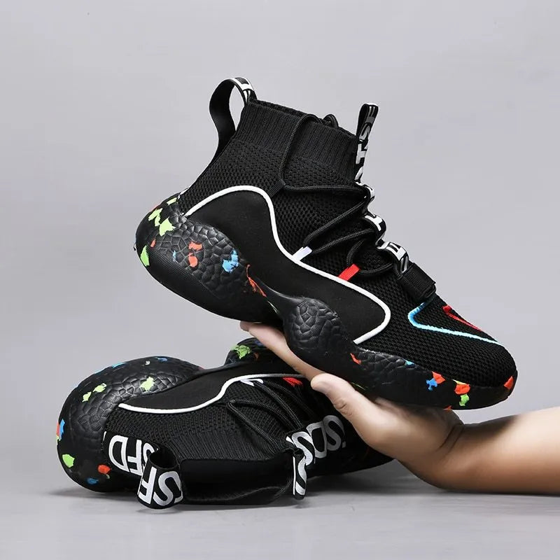 Men's camouflage mesh running shoes with rubber sole, flat soft design for summer casual wear