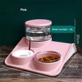 Automatic pet water feeder in grey with 1.8L capacity and separate grain bowl on non-slip base