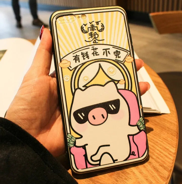 Hard shell phone case with embossed New Year text for iPhone 6 6s XsMax, full border coverage