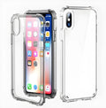 Transparent shockproof TPU iPhone case showing clear back cover design.
