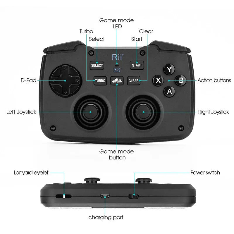 Wireless mini keyboard in black with USB receiver, compact layout