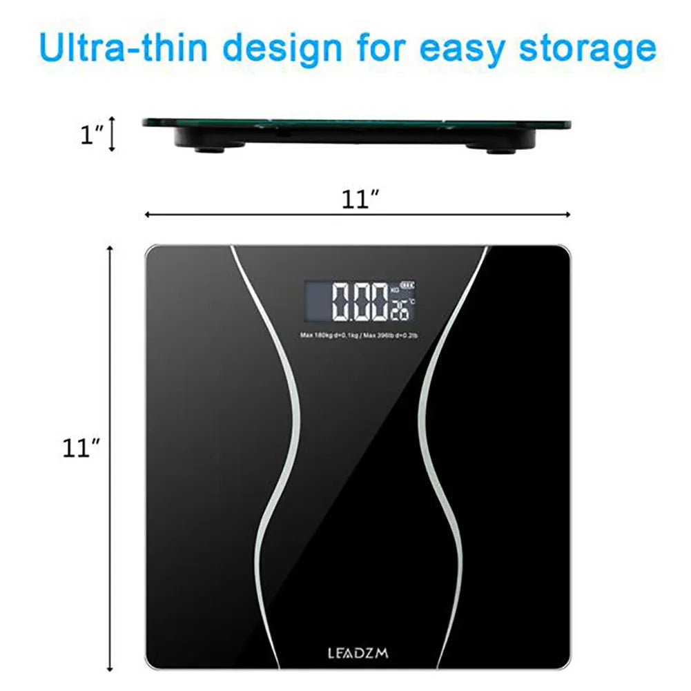Black electronic body weight scale with digital display for household use