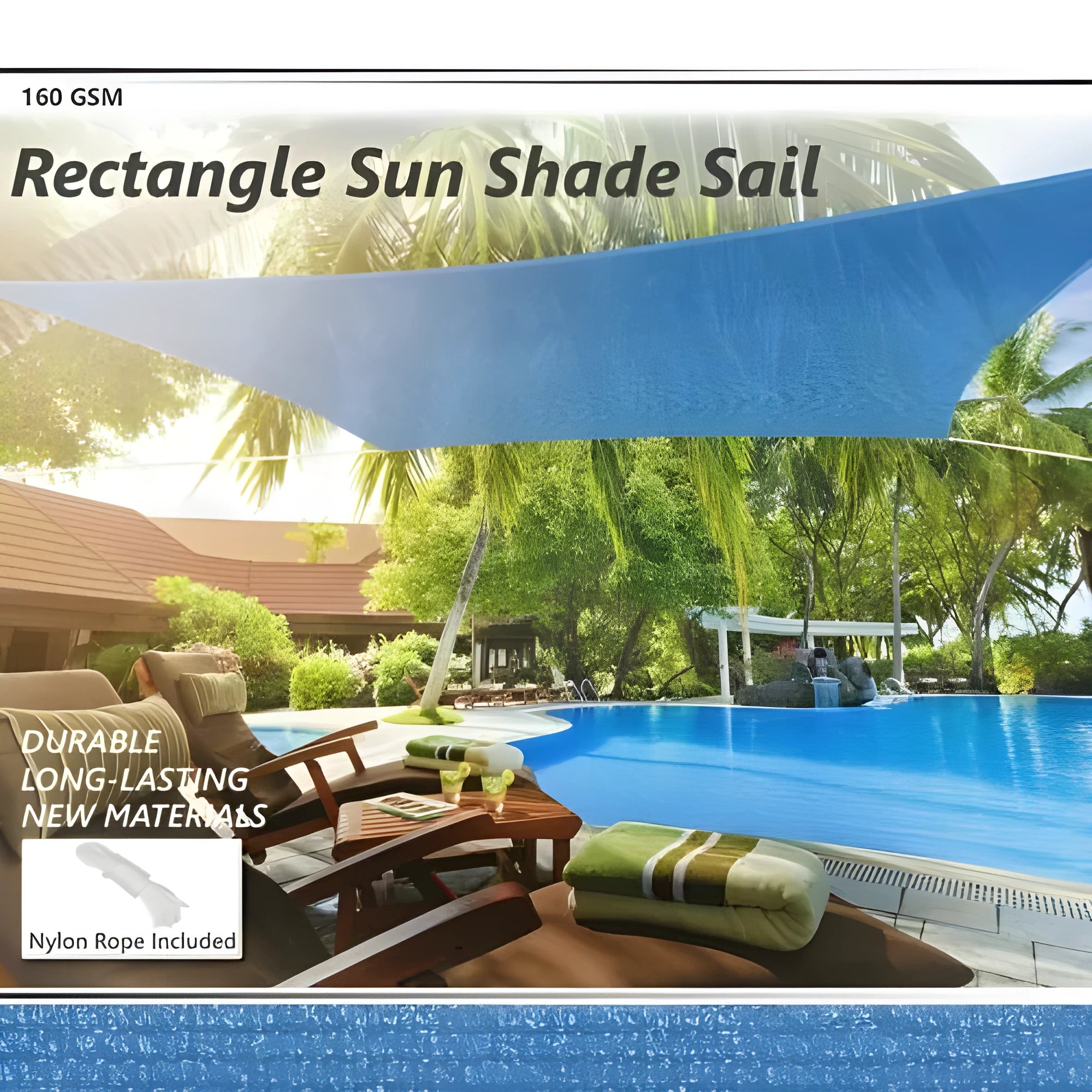 Curved square shade sail in polyester fabric for outdoor UV protection