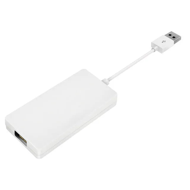 Black Wireless CarPlay USB dongle for connecting iPhone to car navigation screens with voice command