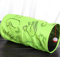 Foldable cat toy tunnel with printed design, 25 cm diameter and 51 cm length, for indoor cat play