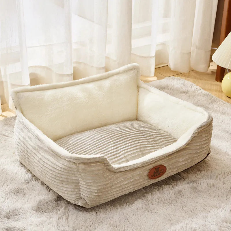 Universal removable washable pet bed for small medium dogs cats in coffee white colour