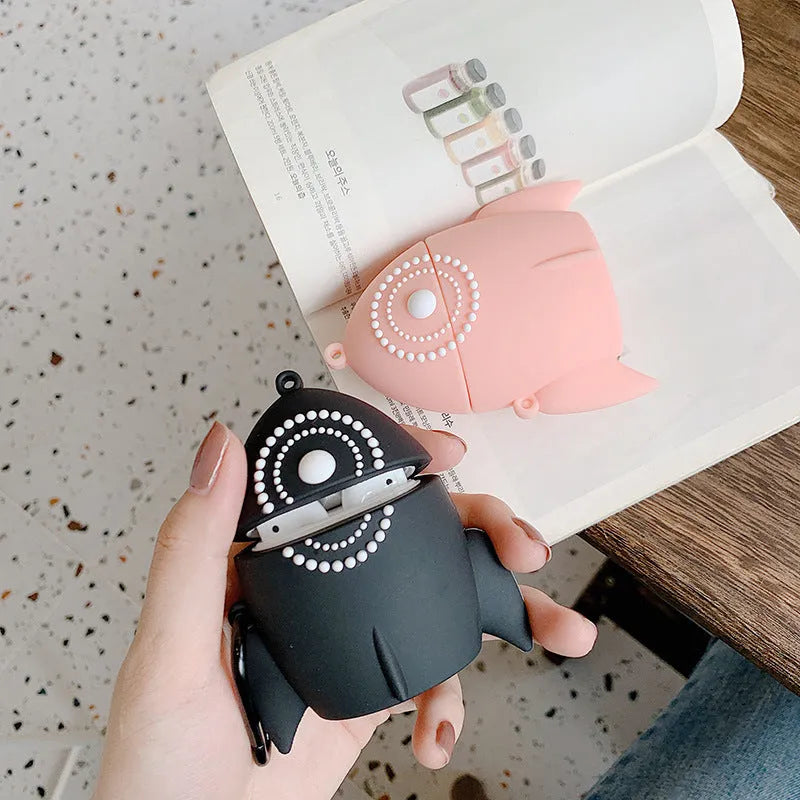 Black and pink silicone protective case covers for Apple AirPods 1 and 2 charging case