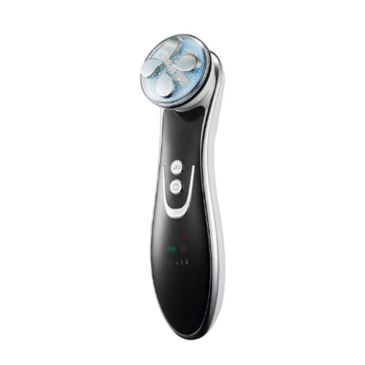 Thermage colour light beauty instrument IPL device in gold, 17.5 x 4.5 x 5cm, with six modes and USB power