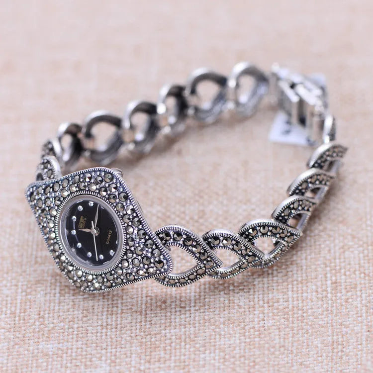 Love Thai Silver heart-shaped diamond processing women's bracelet watch in Photo Colour